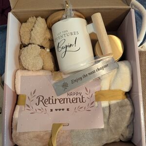 Retirement Gift Set with Mug, Wine Bag, Candle and Tote